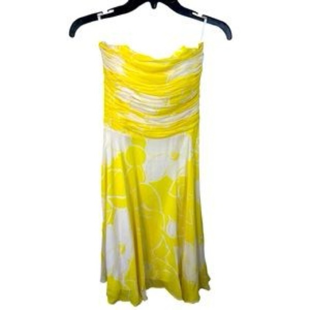 Vintage Banana Republic Strapless Dress in Yellow and White size 10